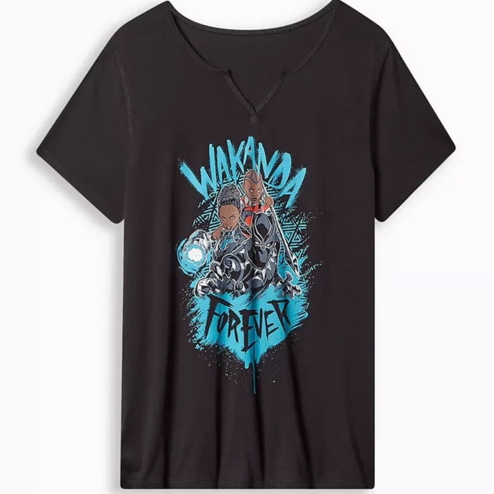 Torrid Marvel Black Panther Wakanda Forever Split Neck Top